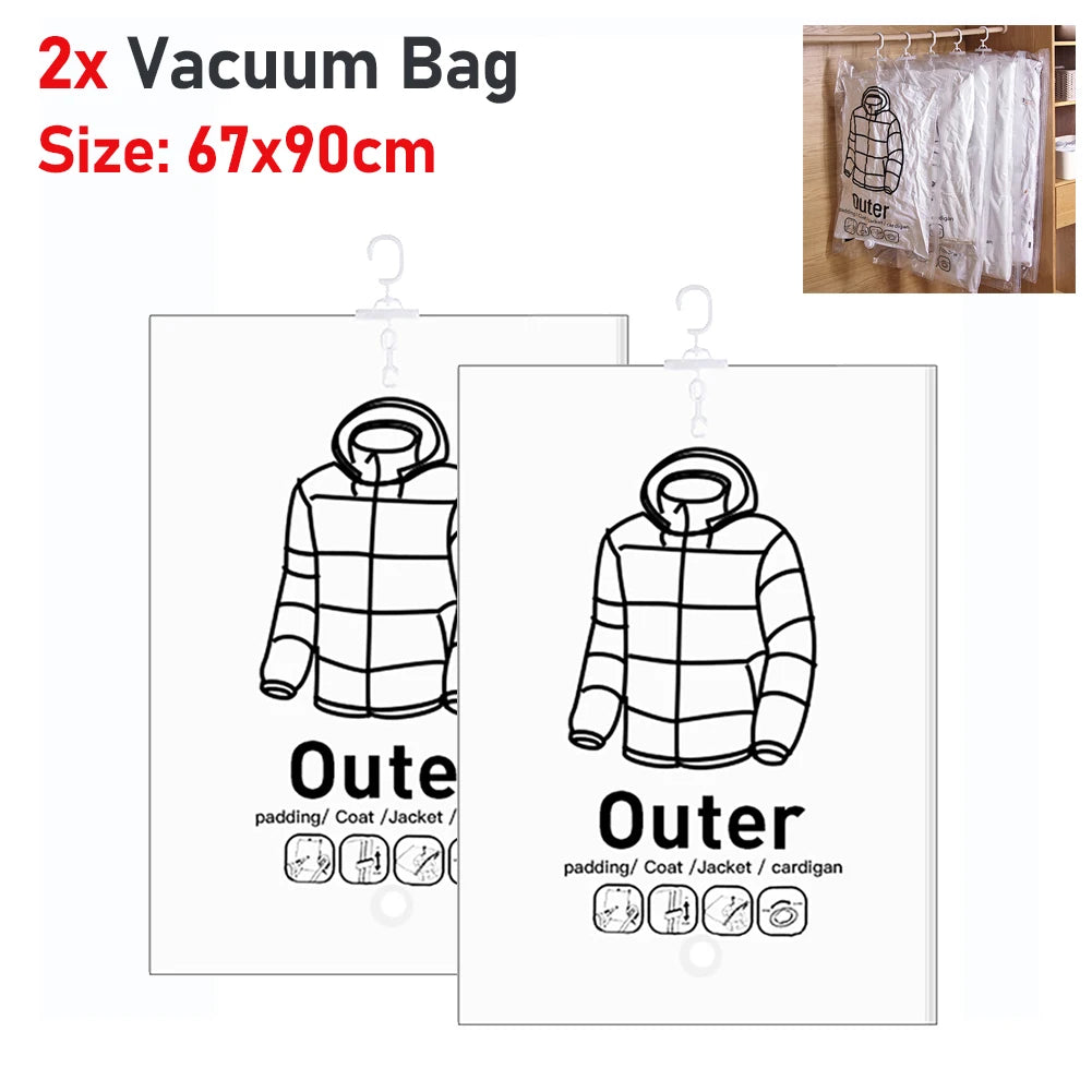 Hanging Vacuum Storage Bags Vacuum Seal Bag Space Saving Bags Hanging Storage Bags for Clothes,Suits, Dress, Jacket Storage