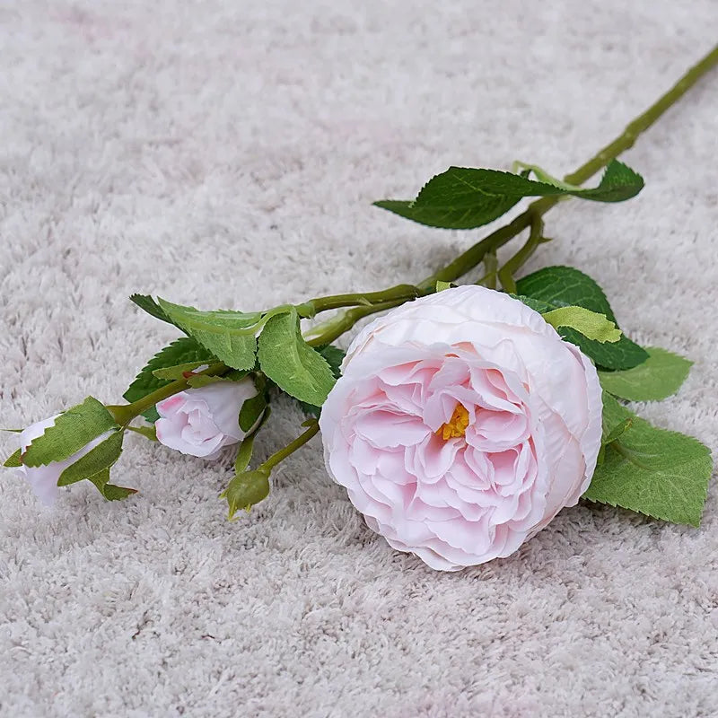 High Quality Simulation Single Branch 3 Roses Home Living Room Dining Table Wedding Decoration Fake Artificial Flowers Cheap