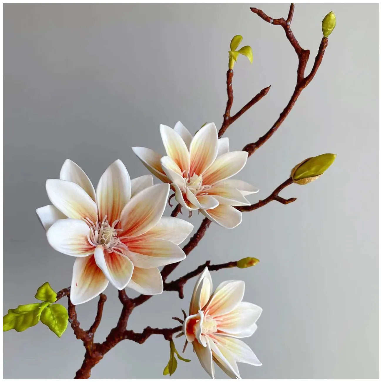 Realistic Artificial Magnolia Flower Stem Faux Gradient Lotus Flower Branch For Wedding Party Home Table Decor Room Fake Flower