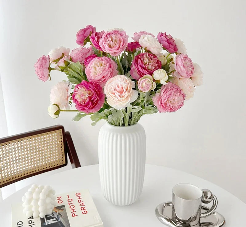 3 Heads Elegant Artificial Flowers Silk Peony Bouquet Home Decor Party Bride Wedding Decorations pink Fake peonies Plants