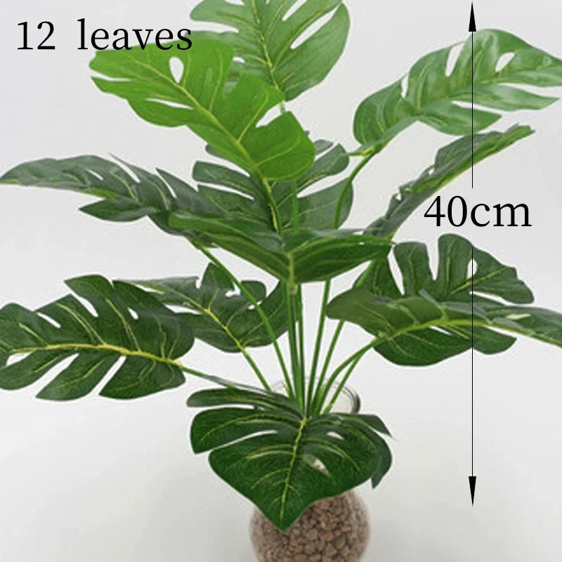 Artificial Plants Green Palm Leaves Monstera Home Garden Living Room Bedroom Balcony Decoration Tropical Plastic Fake Plant Long