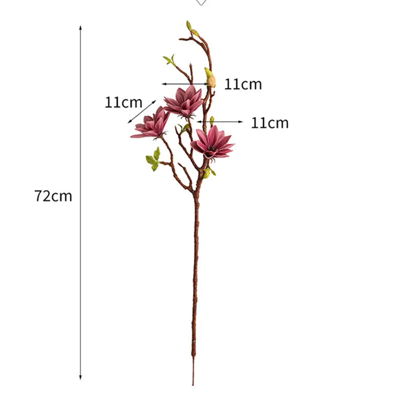 Realistic Artificial Magnolia Flower Stem Faux Gradient Lotus Flower Branch For Wedding Party Home Table Decor Room Fake Flower