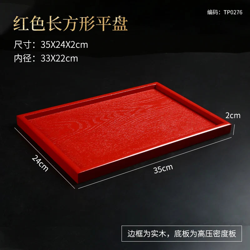 Chinese Red Solid Wood Tray Wedding Wedding Decorative Tray Home Dry Brew Tea Tray Wedding Supplies