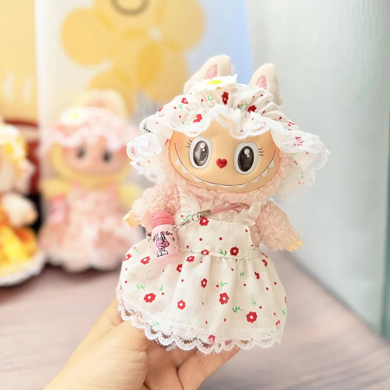 Labubu Ropa 3.0 Western Cowboy Jumpsuit with Hat Set for V1/V2 Labubu Outfit Cute Doll Clothes Accessories Trendy Gift