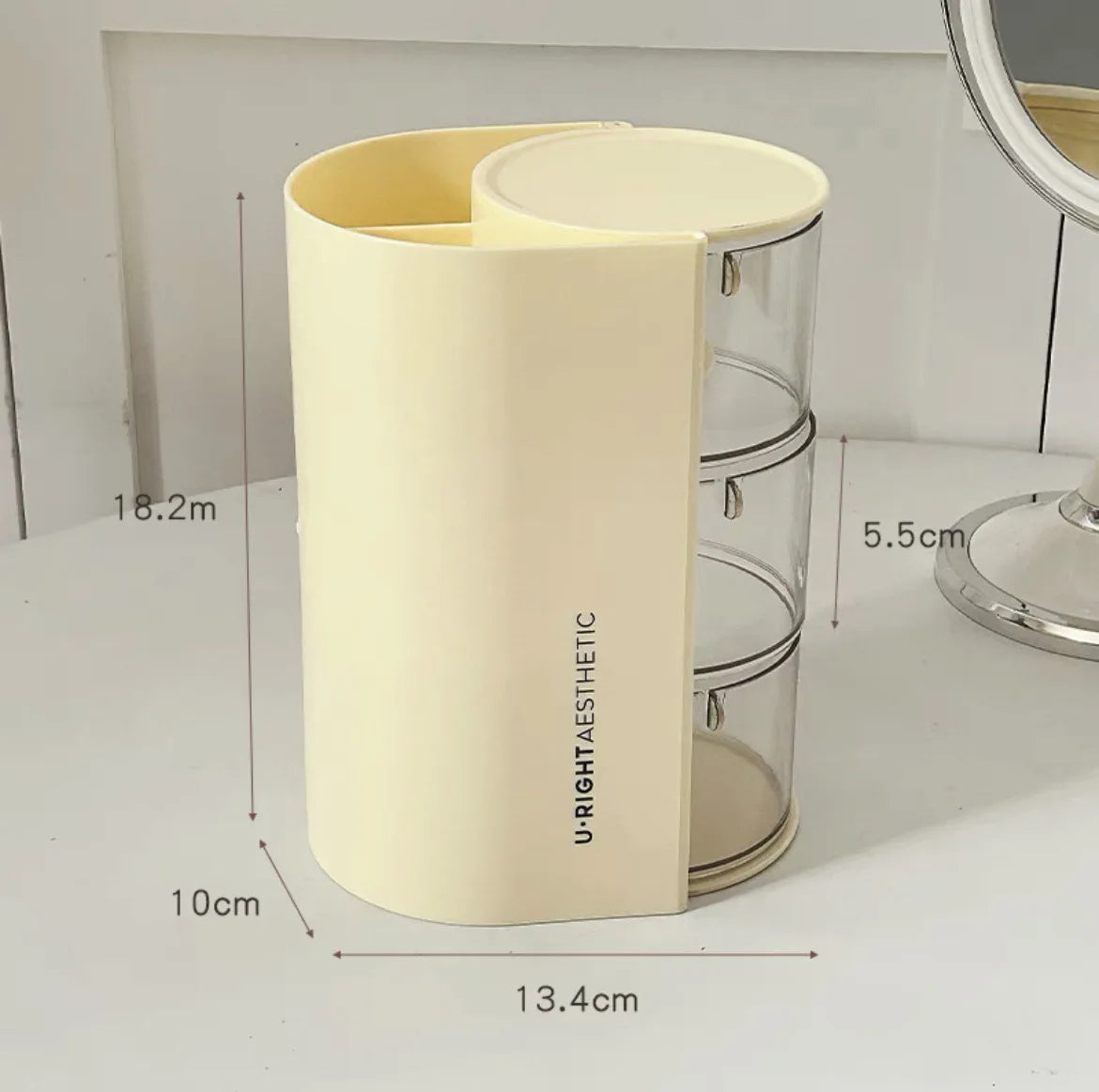 Rotating Cosmetic Storage Box Makeup Powder Puff Shelf Holder Dustproof Desktop Remover Cotton Brush Storage Rack Organizer