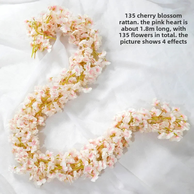 Artificial Cherry Blossom Flower Vines Fake Flowers Hanging Silk Flowers Garland for Wedding Party Garden Home Decor