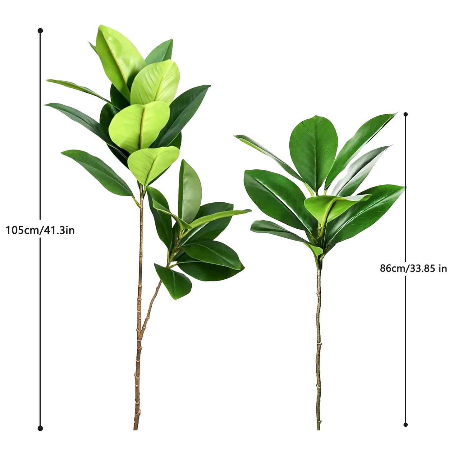 76-105-135cm/53.1in Artificial Ficus Tree Branch Fake Lacquer Tree Plastic Banyan Plants Green Tall Palm Leaves For Home Garden