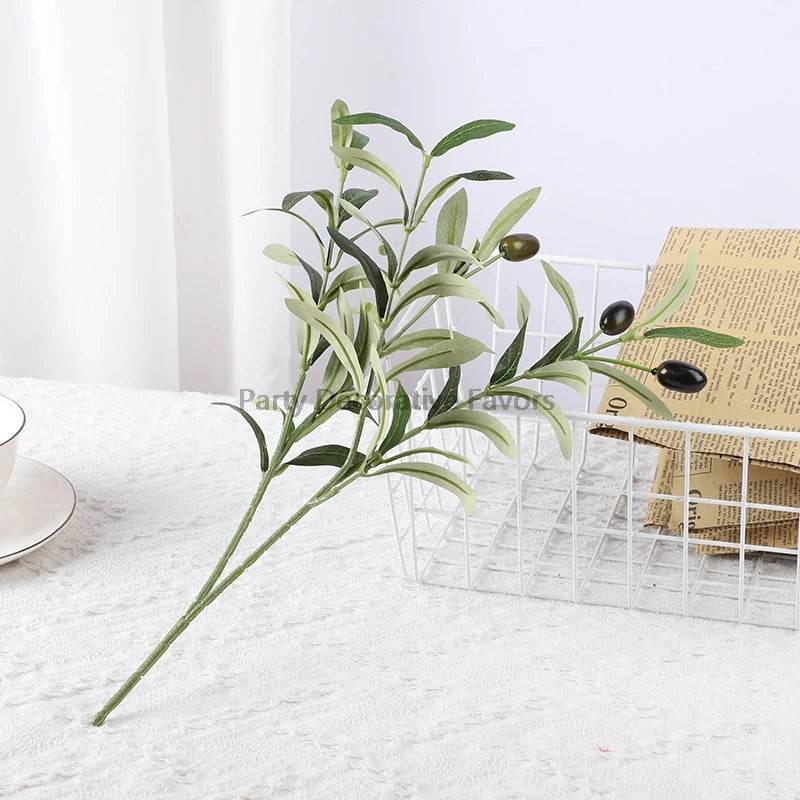 1/3/5Pcs Artificial Plant With Fake Fruit Olive Leaves Tree Branch For Home Garden Vase Decoration Wedding Bouquet Silk Flowers