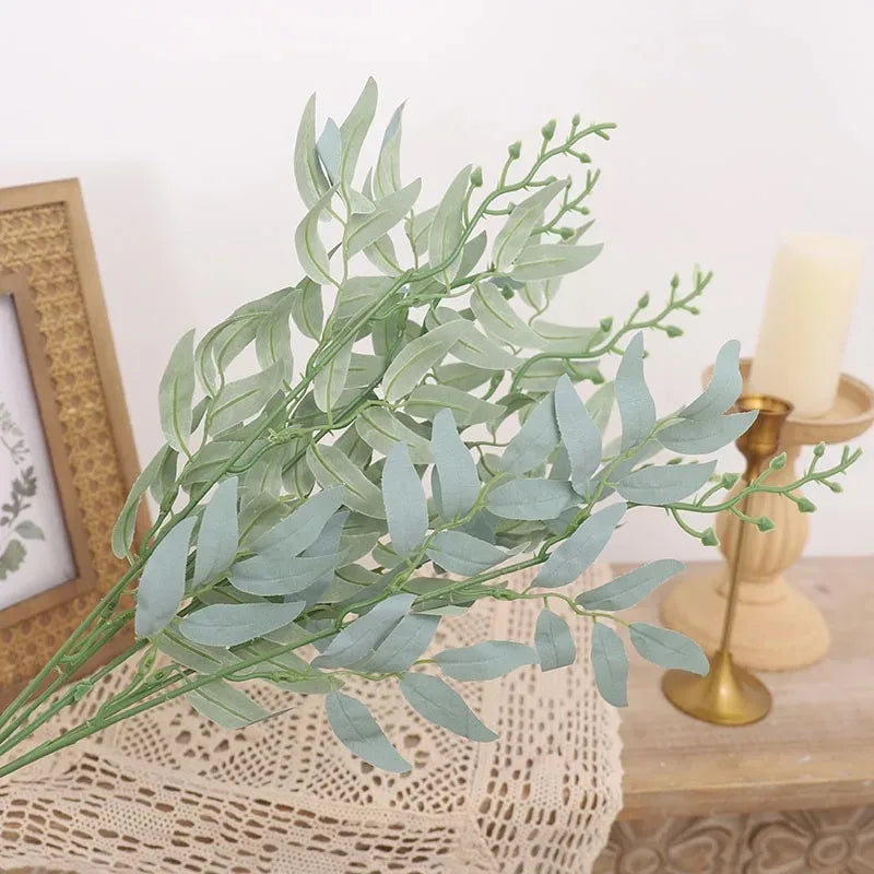 Artificial Plants Leaf Green Long Branch Fake Eucalyptus Flower Arrangement Accessories Wedding Home Decoration Fake Floral