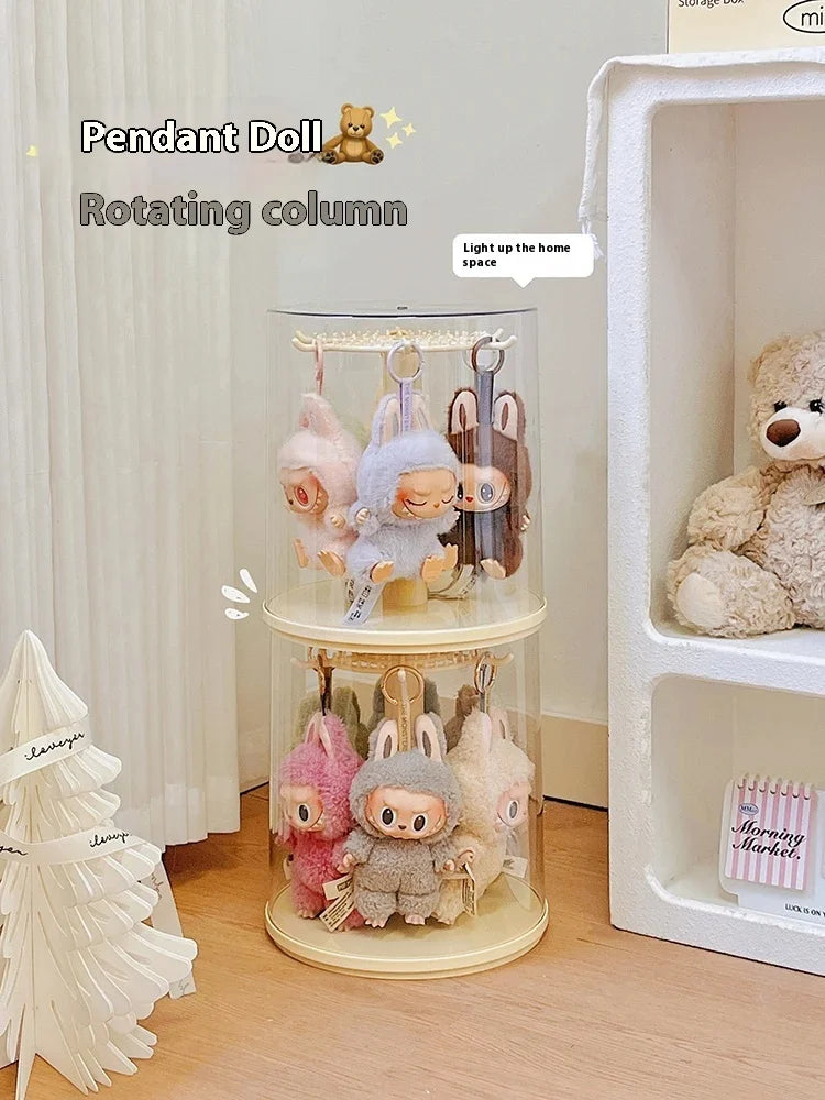 Labubu Pendant Display Box Rotating Transparent Labubu Doll  Storage Blind Box Storage Display Dustproof And Moisture-Proof