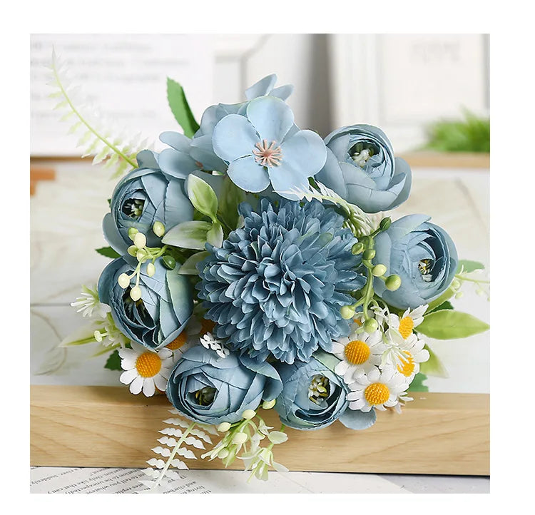 1pc Artificial Flower for Decoration with 7 Fake Flowers Faux Bouquet Arrangements for Home Bridal Wedding Party Chrysanthemum