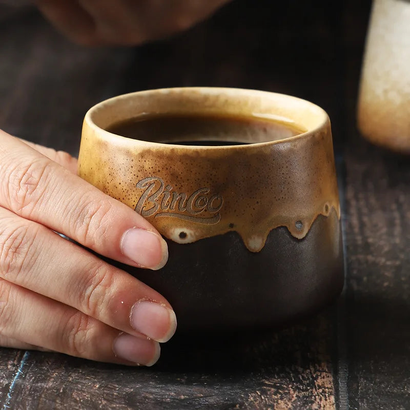200ML Light Luxury Retro Mugs Ceramic Coffee Cups Handmade Latte & Matcha Kung Fu Tea Cup Retro Japanese Style Ceramic Tea Cup