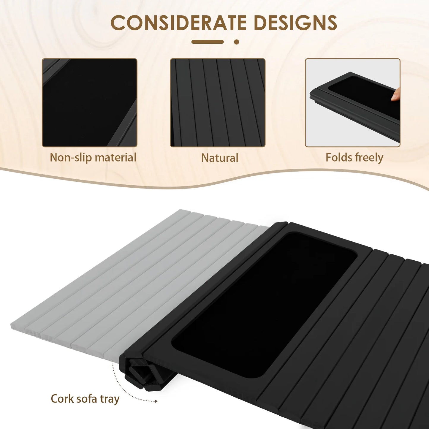Wood Sofa Arm Tray Sofa Tray in Folding Design Sturdy and Robust Sofa Tray Convenient Sofa Tray for Storage Sofa Tray Home