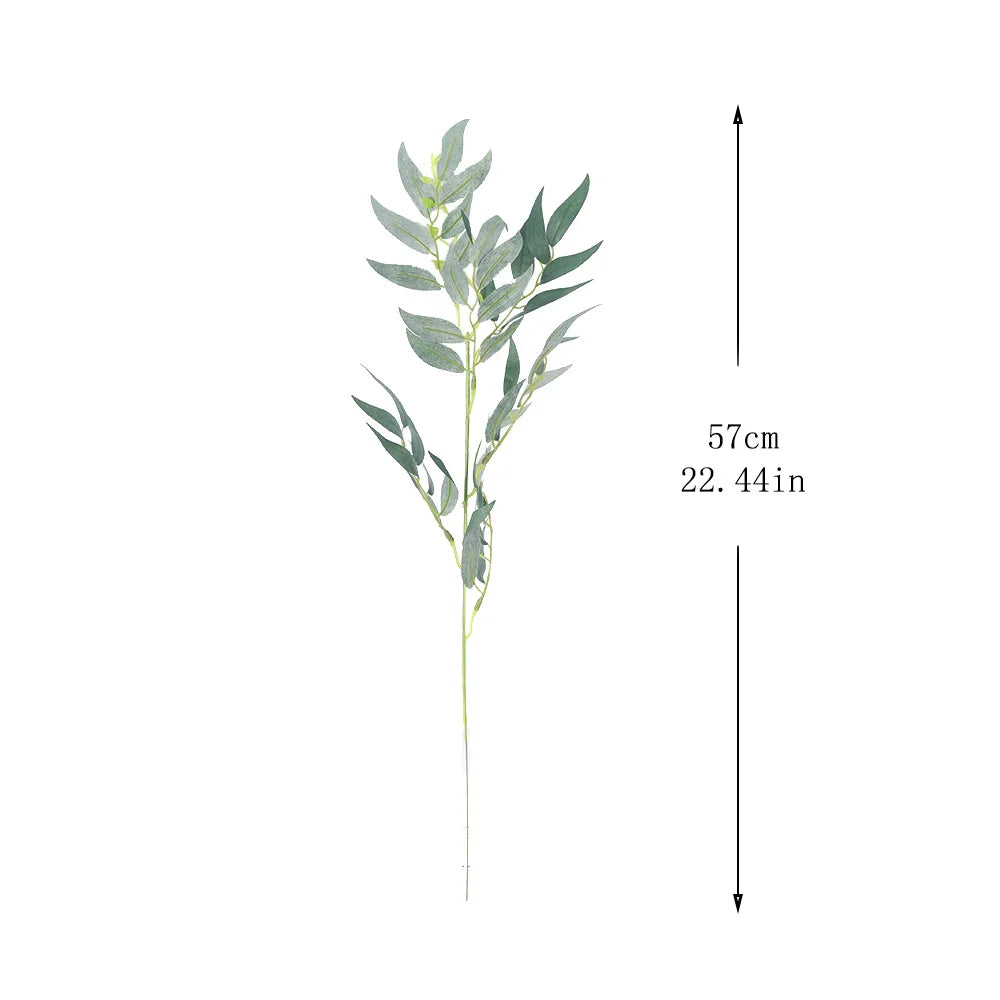 5pcs Artificial Plants Green Willow Leaves Silk Bouquet Home Garden For Vase Wedding Party Decoration Fake Flowers Grass Wreath