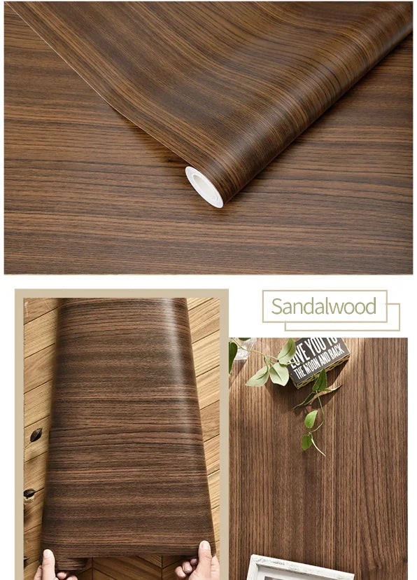 PVC Waterproof Self Adhesive Wallpaper Wall in Rolls Furniture Cabinets Vinyl Decorative Film Wood Grain Stickers For Home Decor