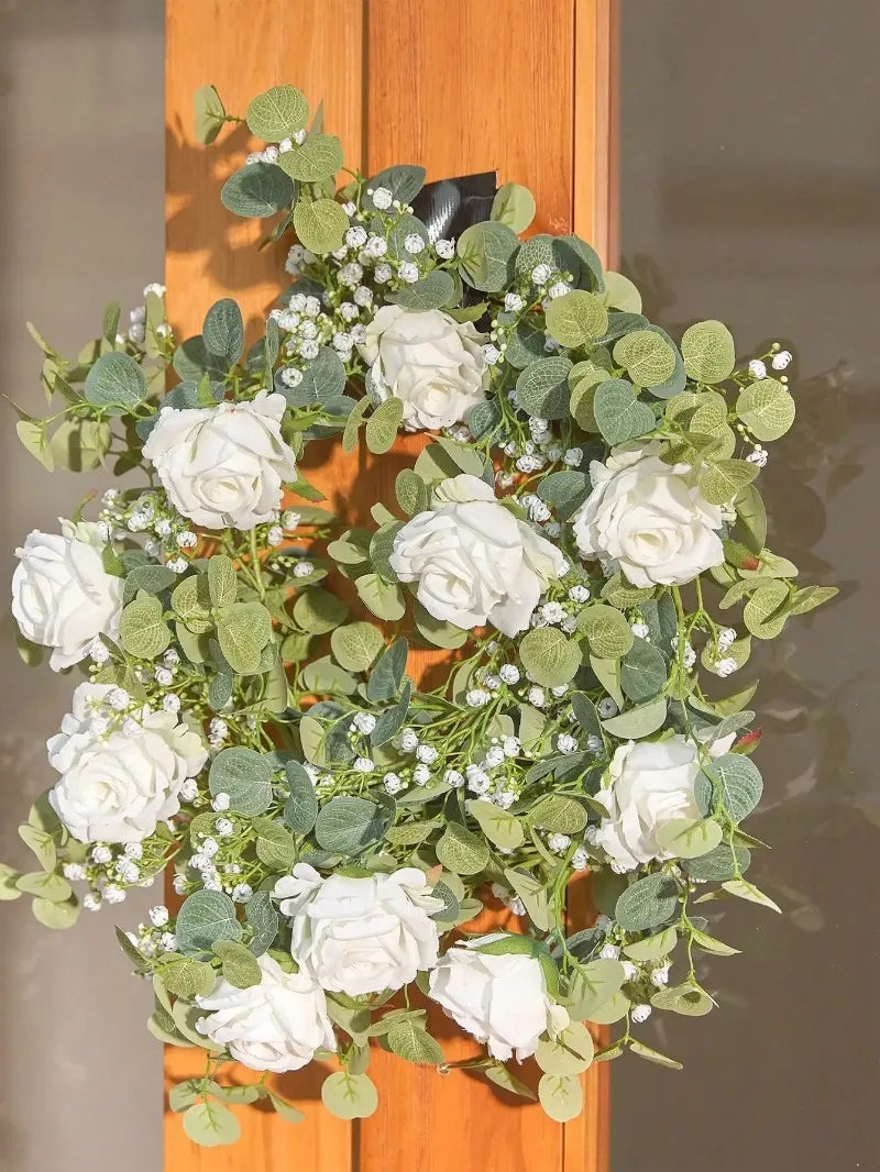 Artificial Flowers Silk Rose Gypsophila Garland Fake Eucalyptus Vine Hanging Plants for Wedding Home Party Craft Decor