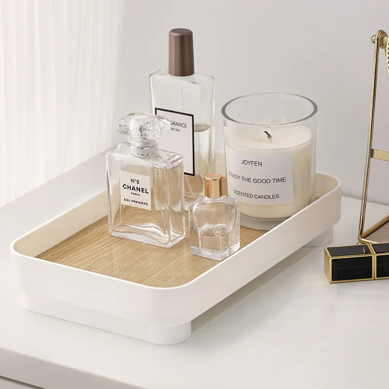 Wooden Desktop Storage Tray Perfume Aromatherapy Dressing Table Cosmetics Storage Box Multi-Function Porch Clutter Key Storage