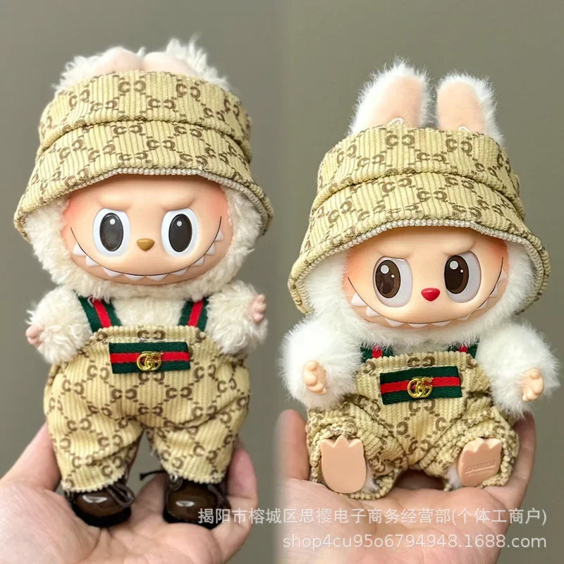 Labubu high imitation big baby clothes 17cm vinyl doll pendant plush toy clothes suit skirt