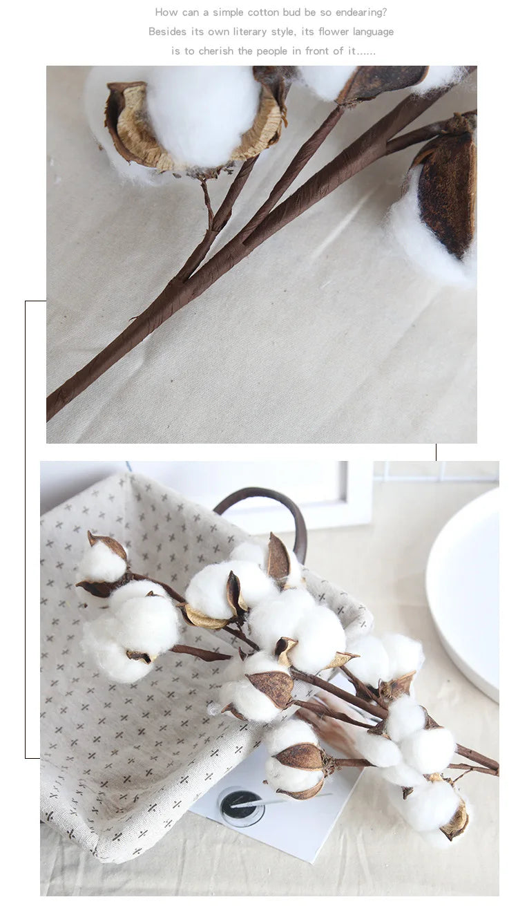 Naturally Dried Cotton Cheap Artificial Plants Floral Branch Vases Wedding Garden Party Decorations Fake Flowers Home Gift Decor