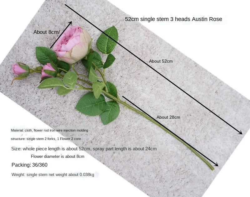 High Quality Simulation Single Branch 3 Roses Home Living Room Dining Table Wedding Decoration Fake Artificial Flowers Cheap