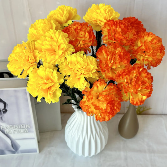 Artificial Chrysanthemums Fall Flowers Silk Orange Marigold Flowers Fake Mums Flowers for Wedding Autumn Day of The Dead