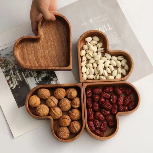 Solid Wood Tray Creative Heart Shaped Walnut Tray For Nuts Fruits Candies Desserts Snacks Jewelry Accessory Home Storage Tray