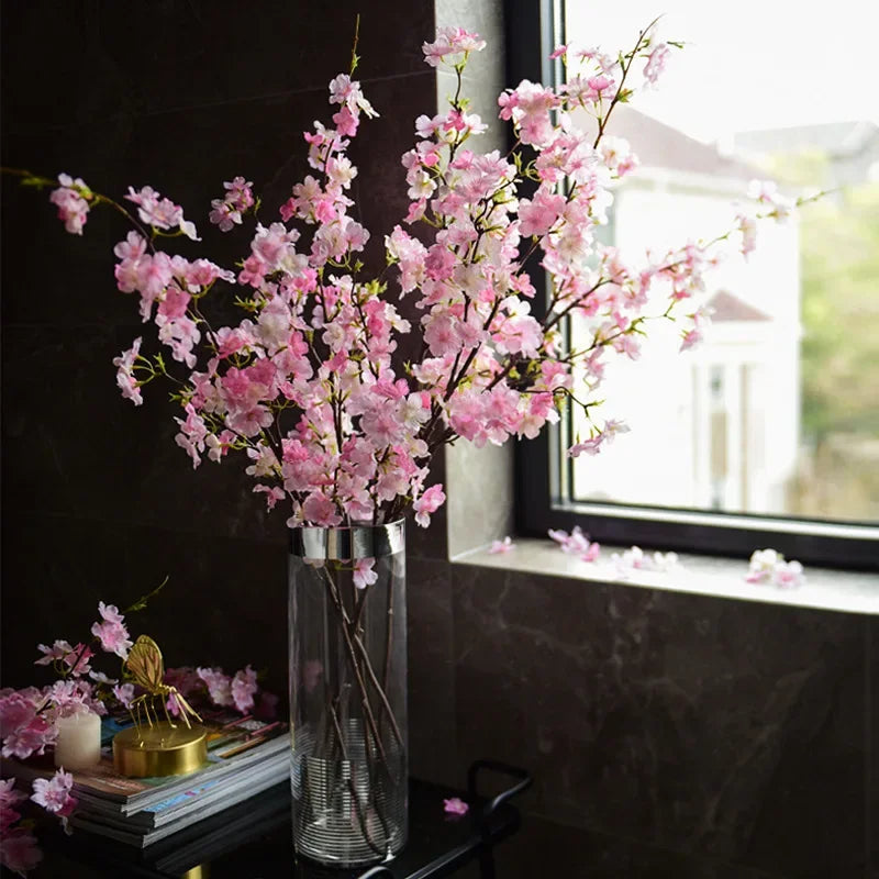 4 Fork Artificial Cherry Blossom Branches Fake Flowers  Plastic Flowers Wedding  Arches Leading Simulation Flowers