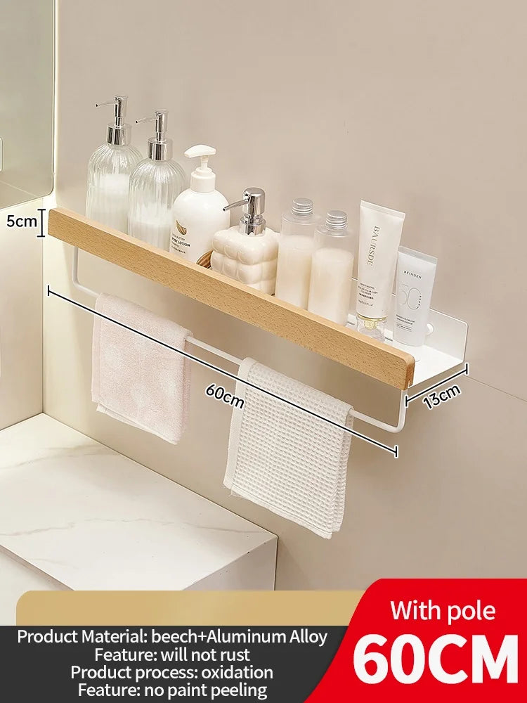 Wooden living room bathroom shelf wall mounted bathroom toilet sink shelf wall storage rack Kitchen shelf storage