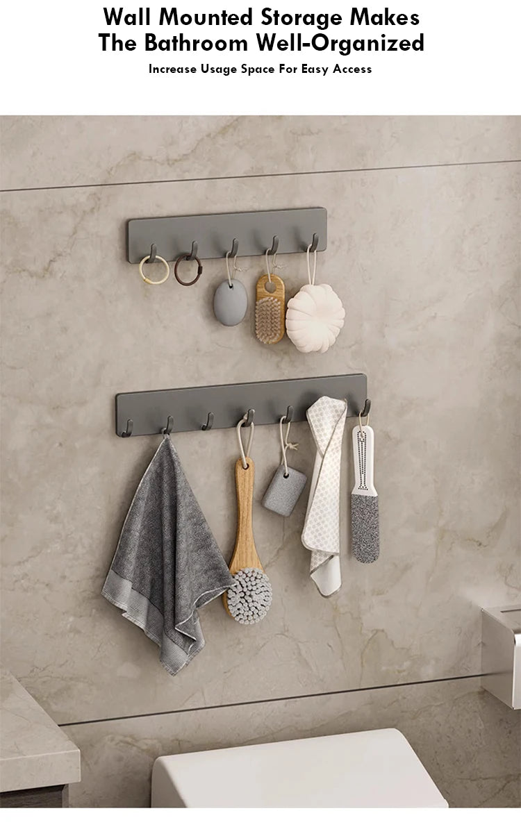 Kitchen Storage Rack Wall Mounted Non Perforated Household Kitchenware Storage Hook Multi Functional Hook Behind Bathroom Door