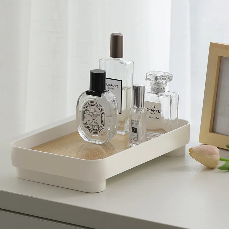 Wooden Desktop Storage Tray Perfume Aromatherapy Dressing Table Cosmetics Storage Box Multi-Function Porch Clutter Key Storage