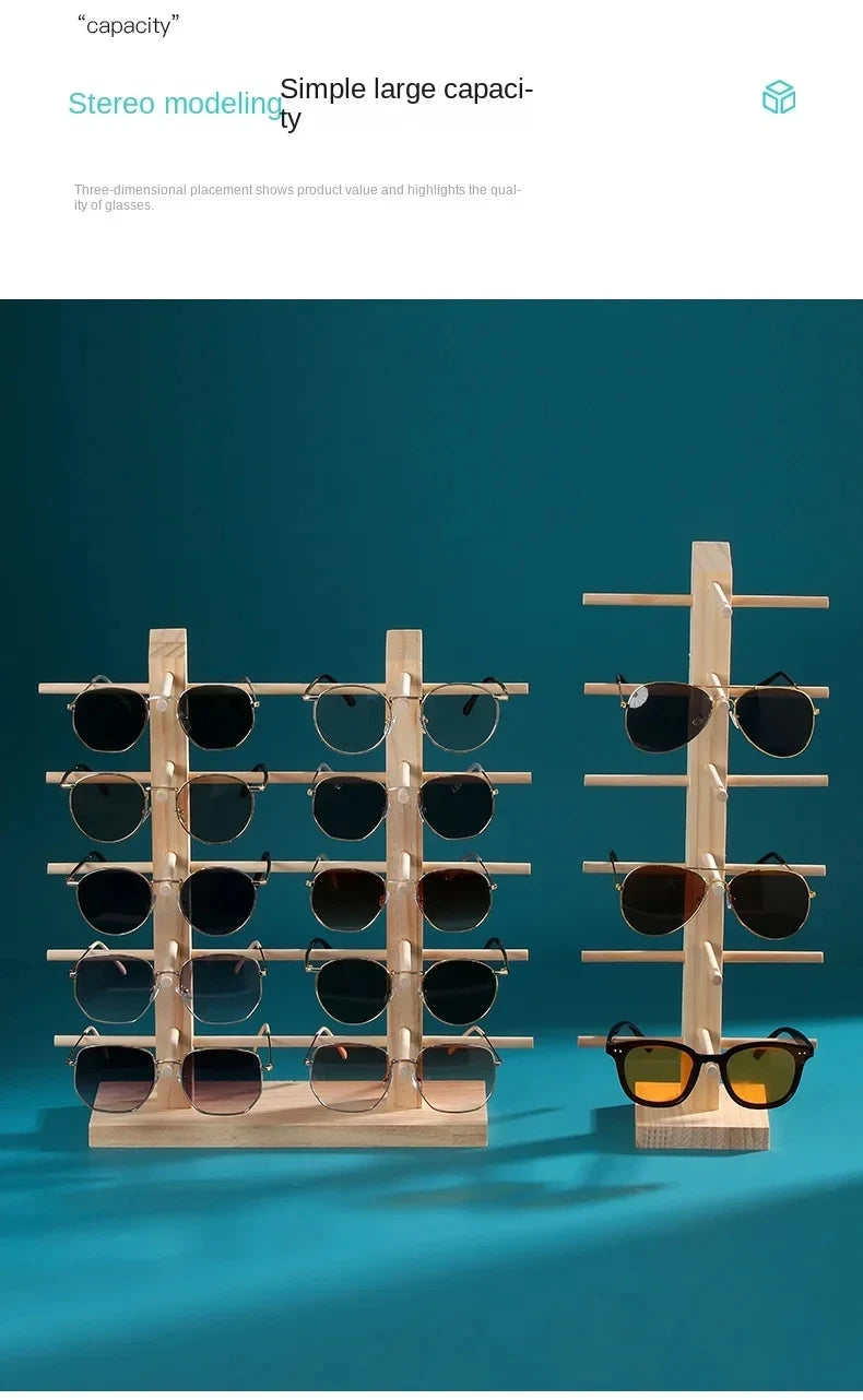 Wooden Eyeglass Storage Rack Household Sunglasses Glasses Display Rack Organizer Perforation-free Multi-functional Desktop
