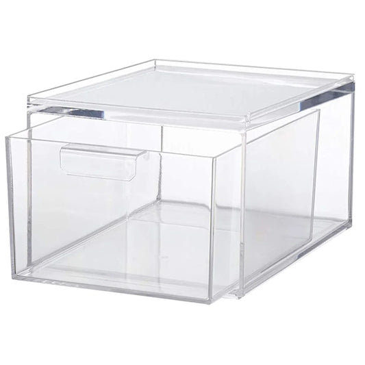 Clear Drawer Style Removable Stackable Storage Box Plastic ganizer Containers With Drawers Stacking Pull Out Bins Jewelry Case