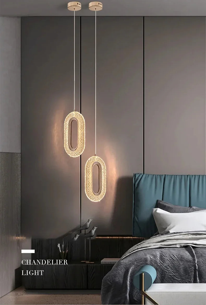Nordic Luxury Bedside Chandelier Long Line Living Room Background Wall Light Study Chandelier Bedroom Bedside Small Chandelier