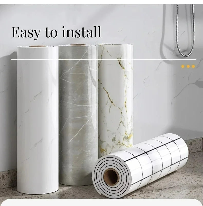 Thick Foam Marble Wall Stickers Peel and Stick Wallpaper Aluminum Foil Bottom Faux Tile Self Adhesive Wall Paper Home Decoration