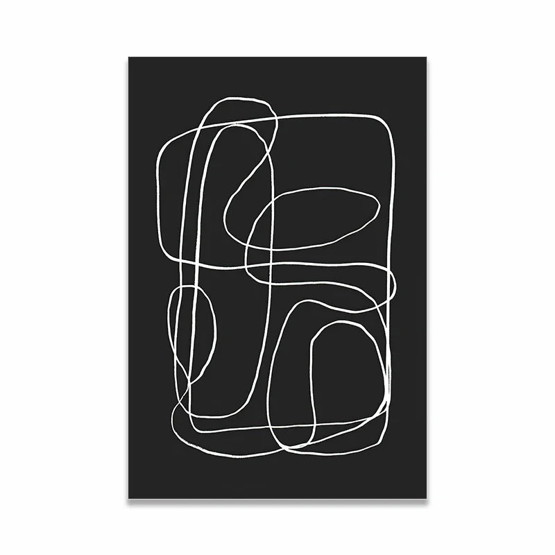 Scandinavian Minimalist Wall Art Modern Black and White Abstract Oil Painting Poster Print Home Bedroom Living Room Decoration
