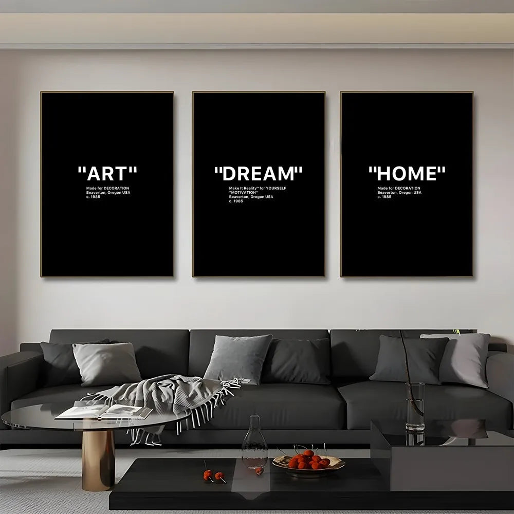 Black and White Minimalist Quotes Poster Sticky Wall Art Printing Waterproof Home Living Bed Room Bar Aesthetic Decor
