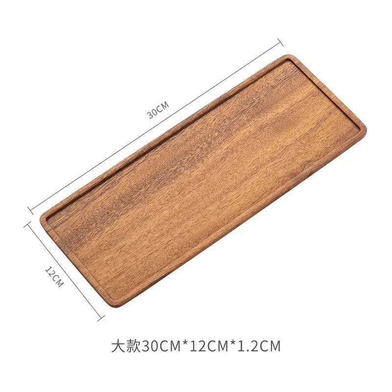 Natural Wooden Tray Serving Table Tray Table Plate Snacks Food Storage Dish Sushi Plate for Hotel Home Serving Tray