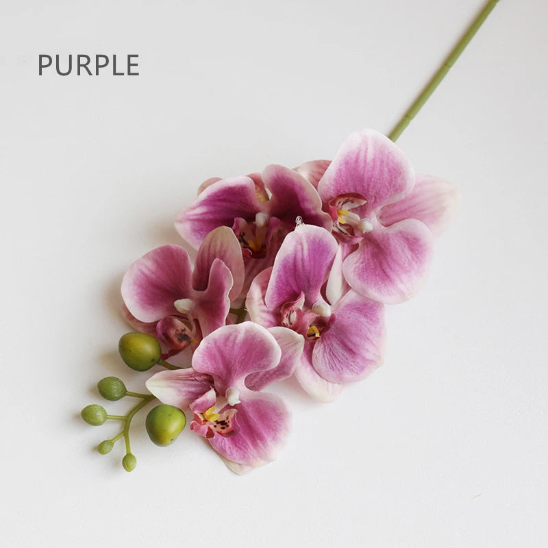 Artificial Orchid Flower 45cm/17inch Long Stem Fake Phalaenopsis Orchid with 5 Flowers Faux Flower for Home Office Decor