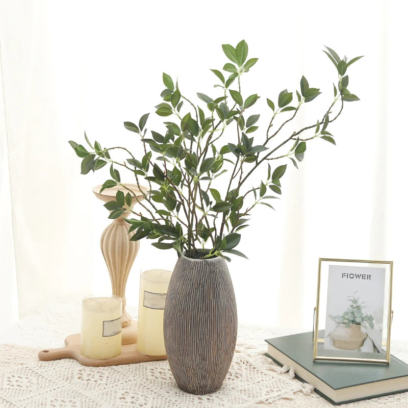 Artificial Long Branch Ficus Green Leaves Tree Branches For Fake Plants Home Wedding Backdrop Party Living Room Decoration Props
