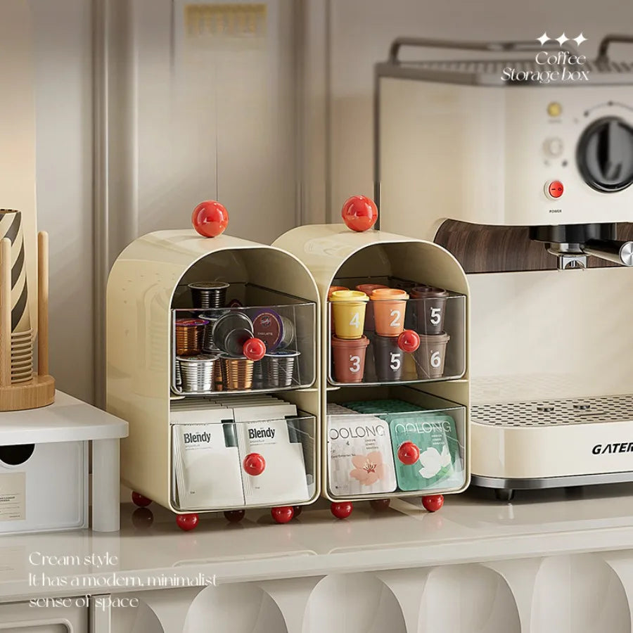 Coffee Organizer Desktop Corner Tea Bag Storage Box Drawer Sle Office Tea Water Room Table Storage Rack Capsule Coffee Organizer