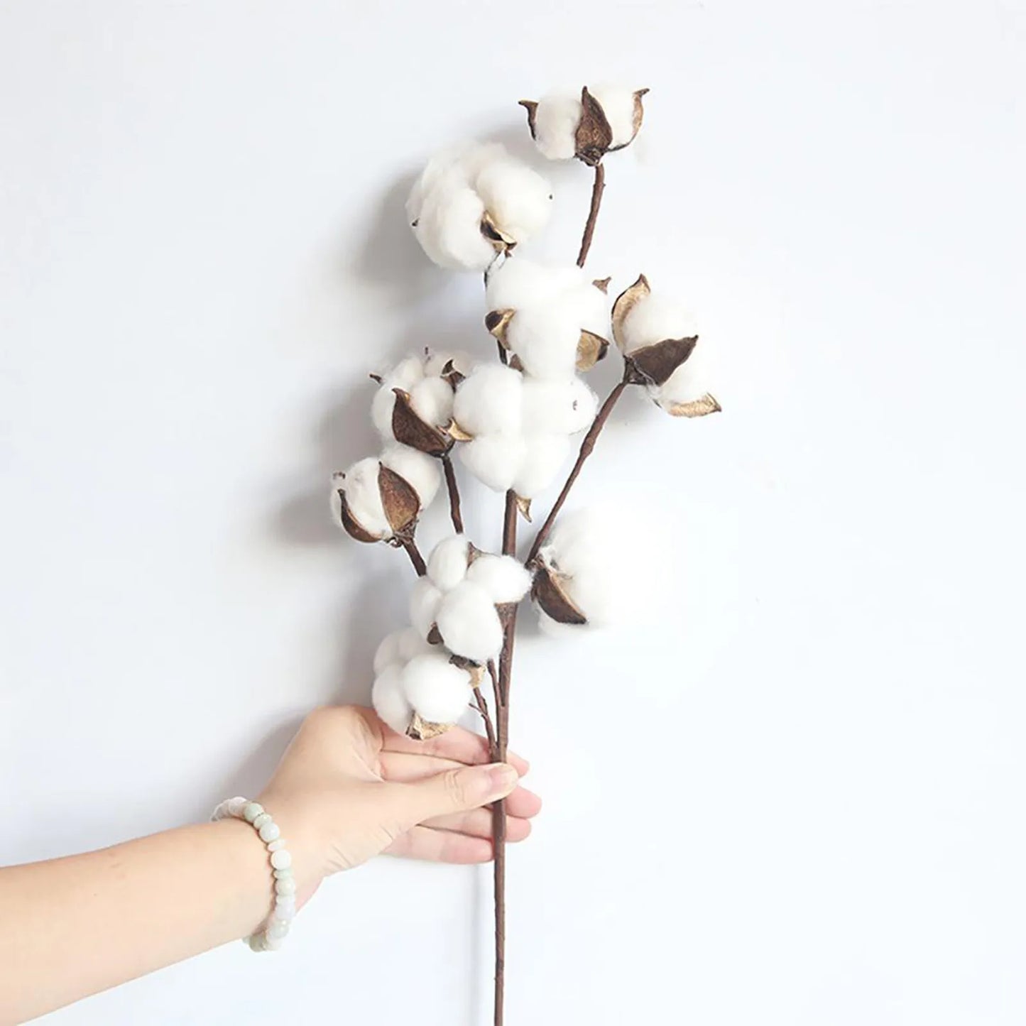 Artificial Dried Cotton Flowers White Flower Branch For Wedding Party Decoration Fake Flower Home Flower Decor Eucalyptus Leaves