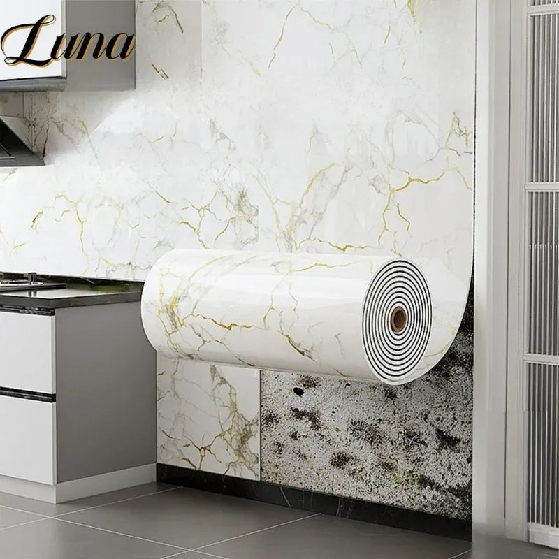 Thick Foam Marble Wall Stickers Peel and Stick Wallpaper Aluminum Foil Bottom Faux Tile Self Adhesive Wall Paper Home Decoration