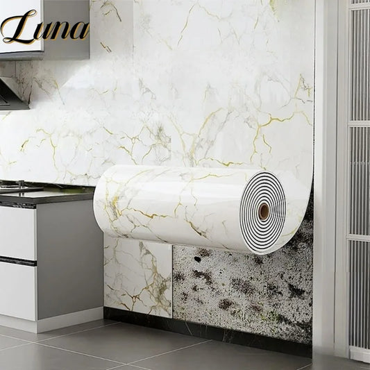 Thick Foam Marble Wall Stickers Peel and Stick Wallpaper Aluminum Foil Bottom Faux Tile Self Adhesive Wall Paper Home Decoration