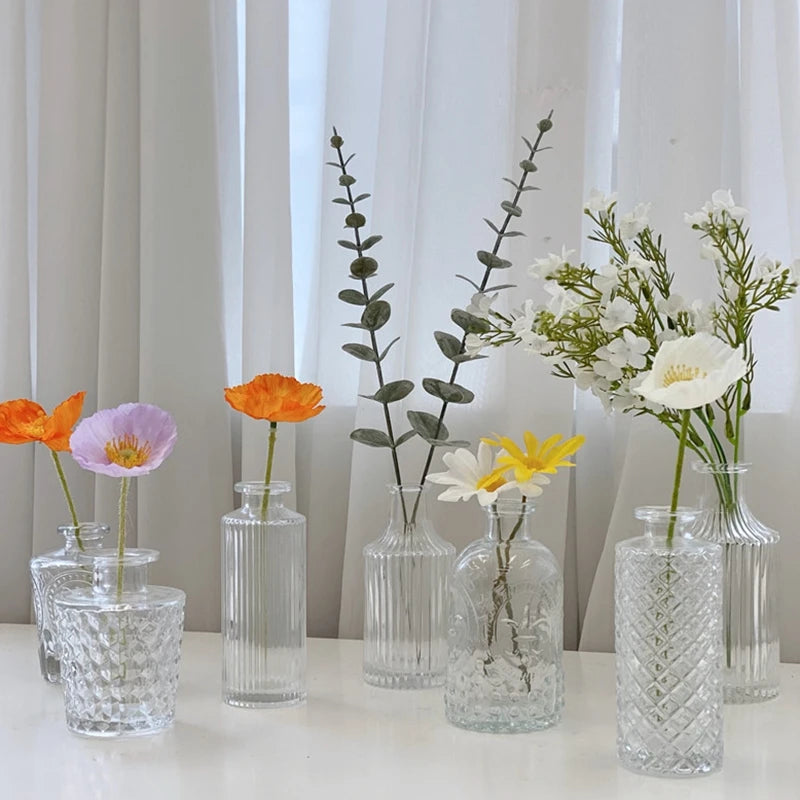 Brown Retro Glass Vase Plant Flowers Bottle Flower Arrangement Hydroponic Terrarium Desktop Vase Creative Home Decor Flower Pot