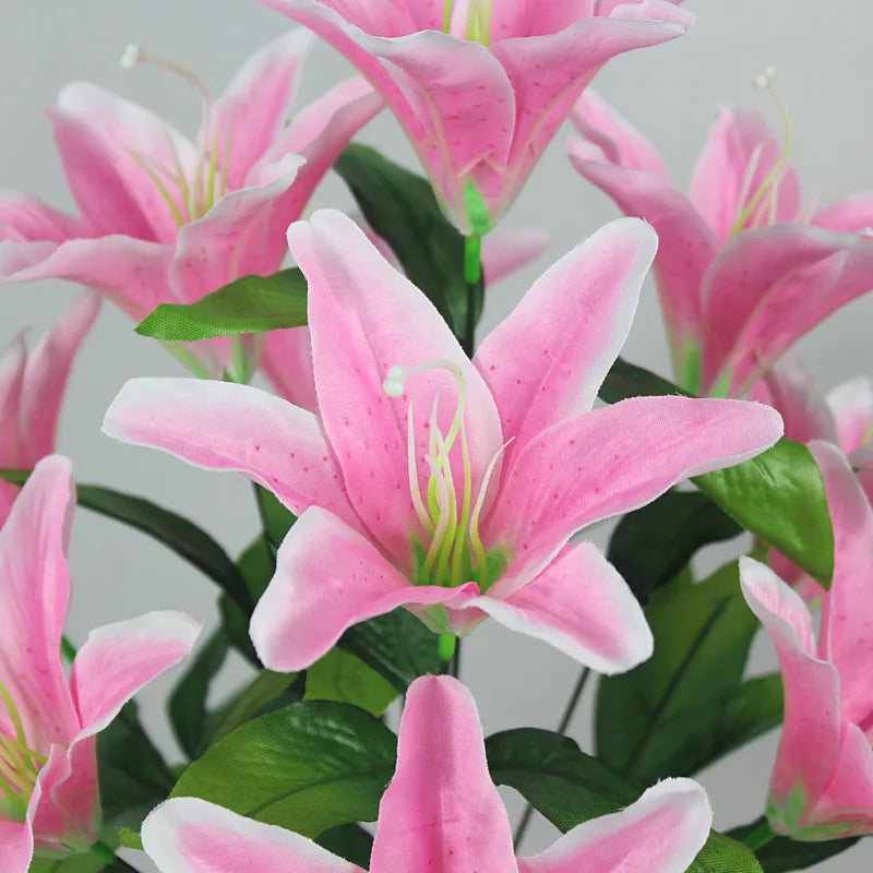 10 Heads Artificial Lily Flowers European Multicolor Fake Bridal Flower Bouquet Wedding Home Party Decoration Flowers