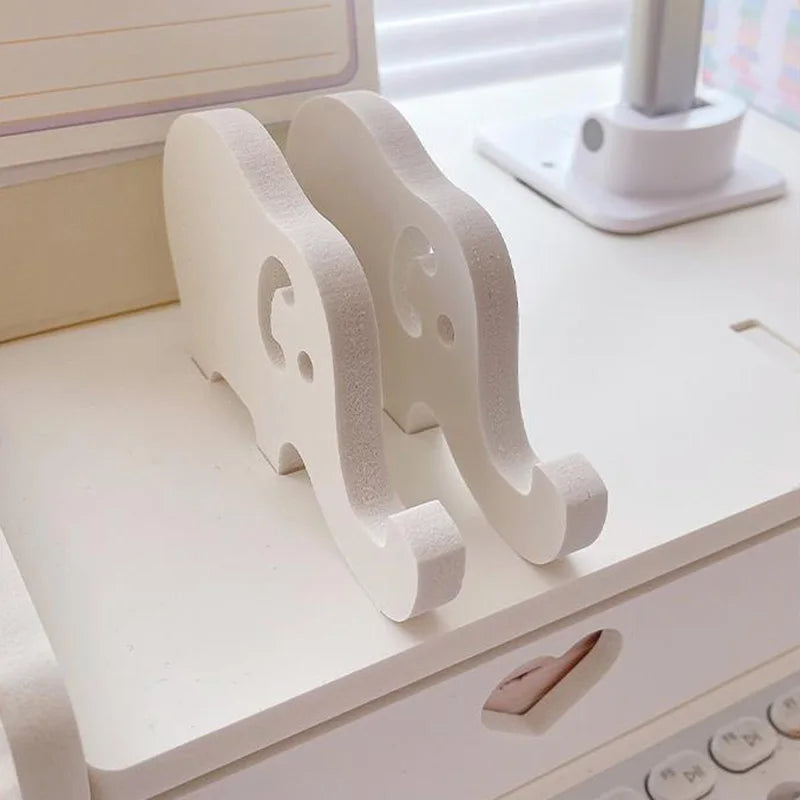 Desktop Added Shelf with Drawers Computer Monitor Stand Office Desk Storage Rack Dormitory Laptop Holder Stationery Organizer