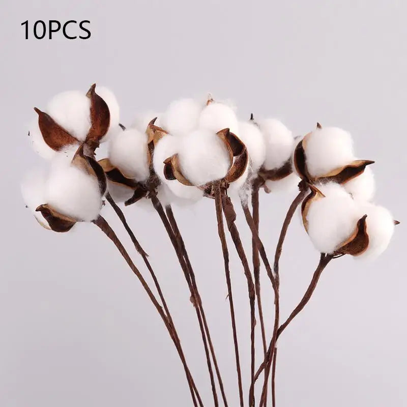Artificial Dried Cotton Flowers White Flower Branch For Wedding Party Decoration Fake Flower Home Flower Decor Eucalyptus Leaves