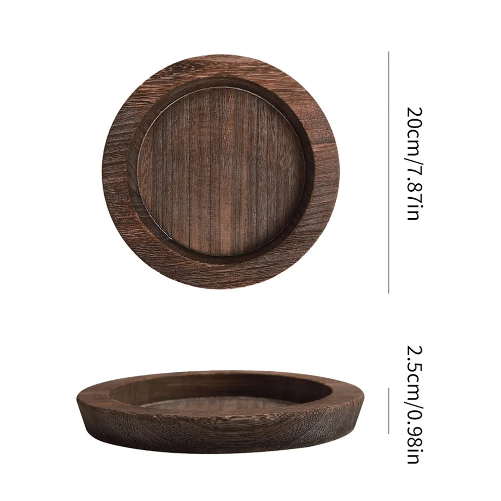 Round Wood Tray for Coffee Table Candle Holder Tray Home Decor Small Wooden Serving Plate Decorative Multipurpose Rustic Platter
