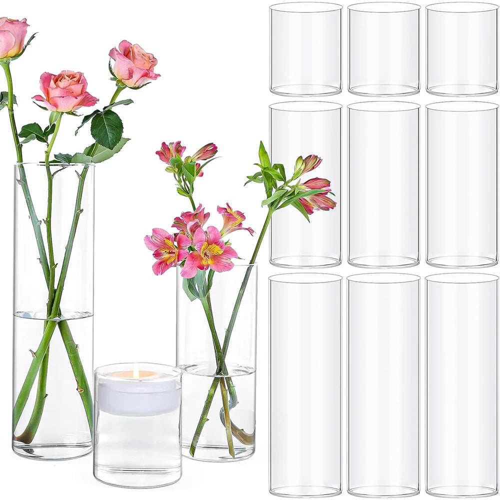 Glass Cylinder Vases for Centerpieces Tall Flower Vase for Wedding Decorations, Clear Floating Candle Vases in Bulk, Home Decor