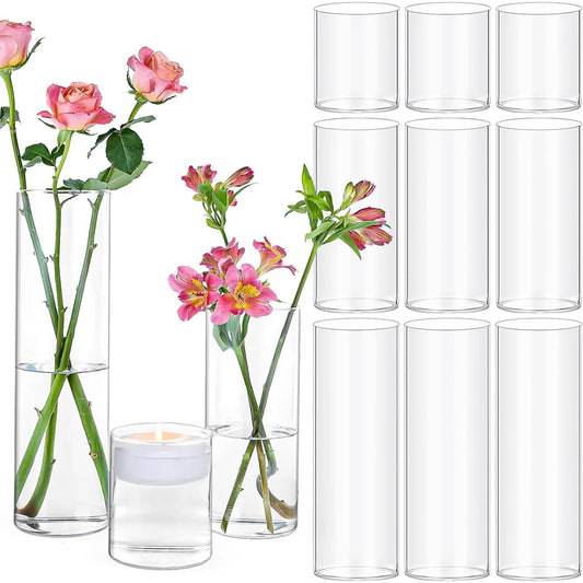 Glass Cylinder Vases for Centerpieces Tall Flower Vase for Wedding Decorations, Clear Floating Candle Vases in Bulk, Home Decor